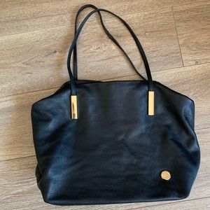 Vince Camuto Black Pebble Leather Tote Bag